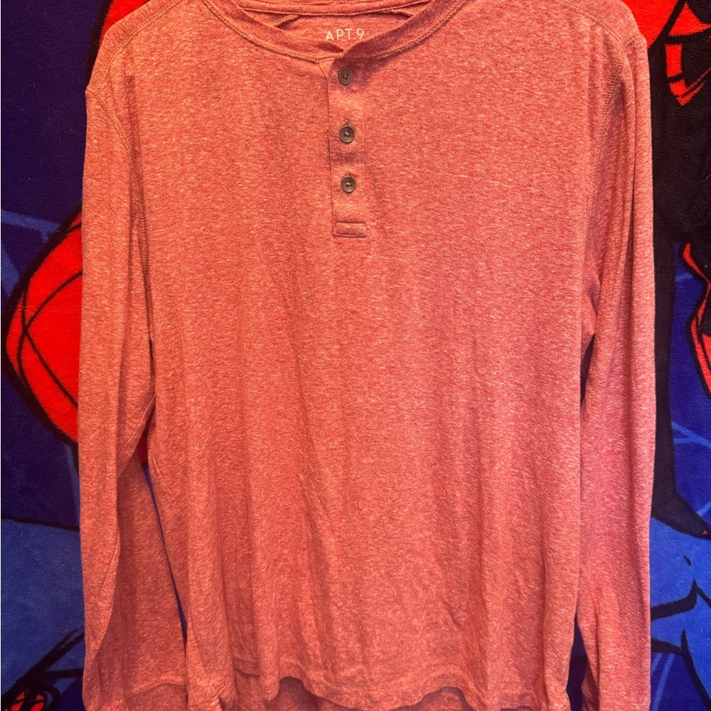 Apt. 9 Men's Long Sleeve Henley in Red